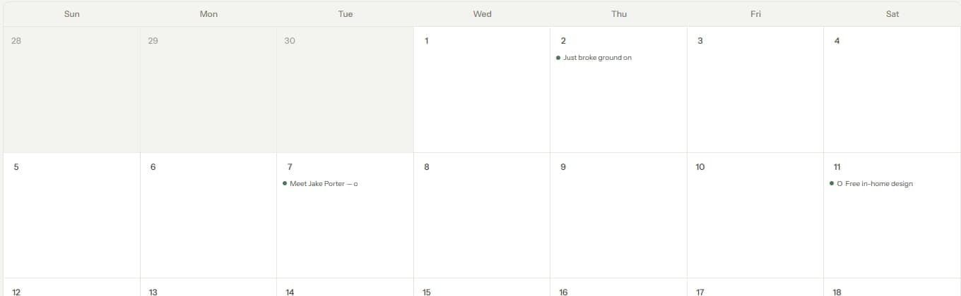 Google Business Profile post scheduler showing two weeks of queued posts on a calendar